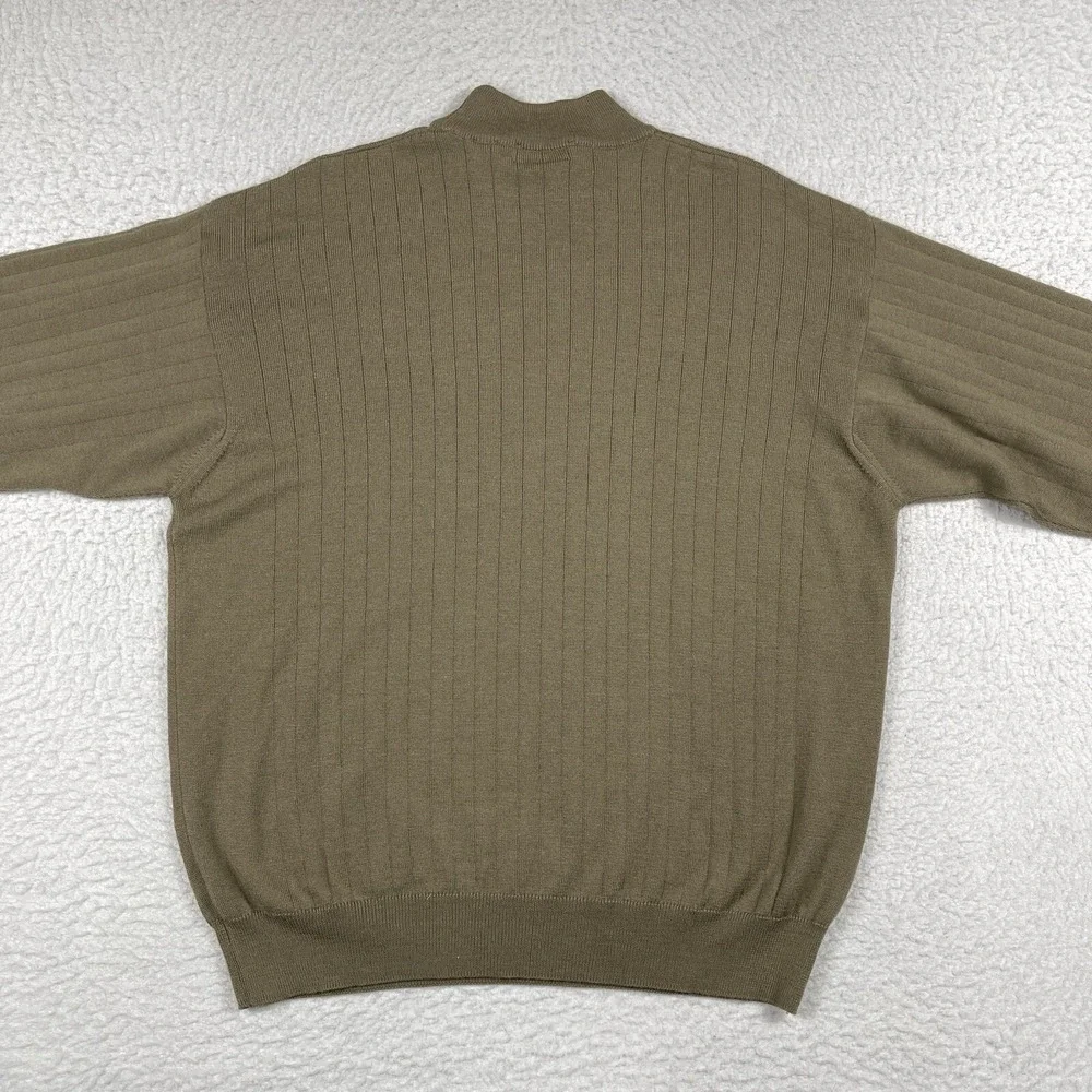 Preswick &‎ Moore Sweater Mens XL Beige Ribbed Career Merino Wool Italy Office